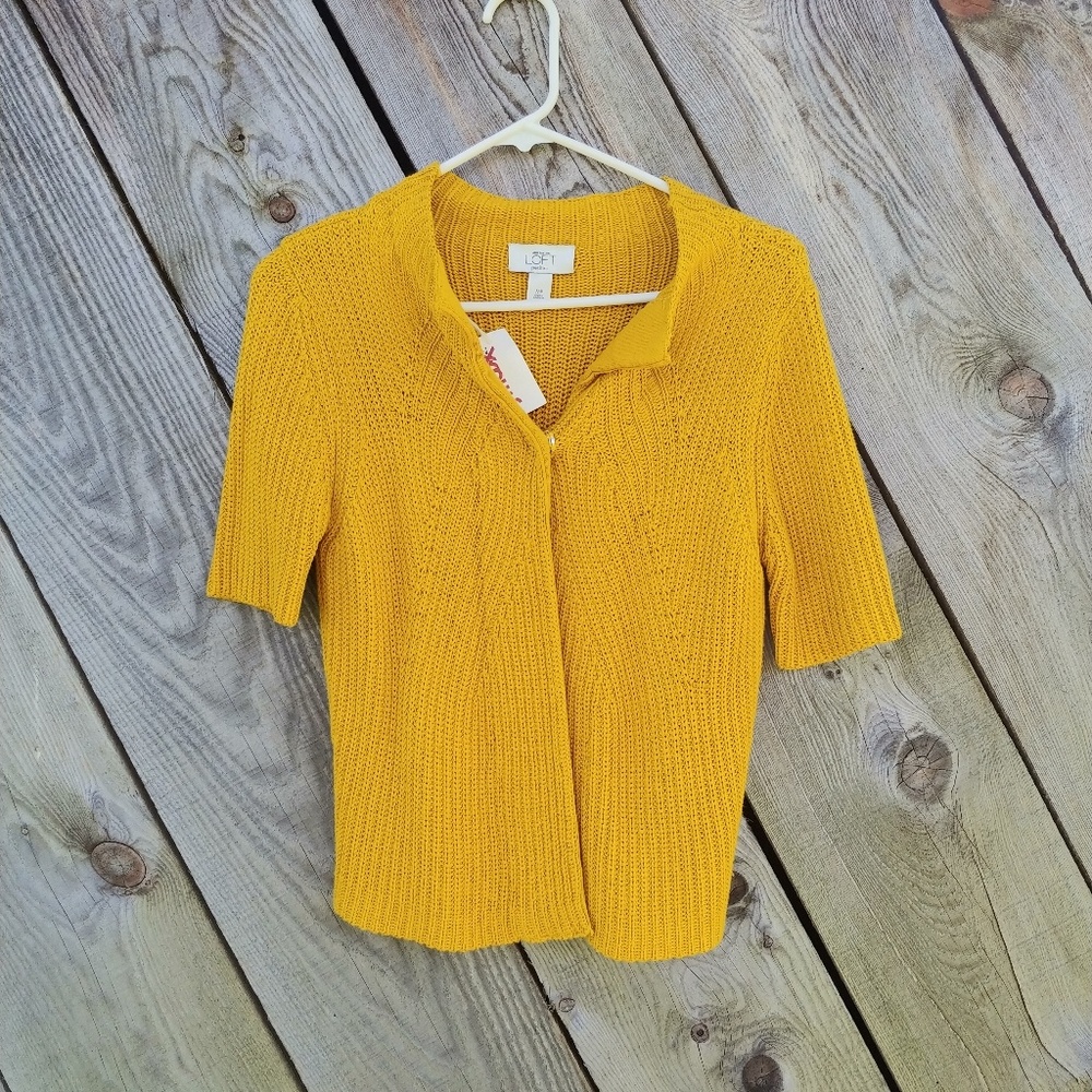 Loft, mustard cover up sweater size M